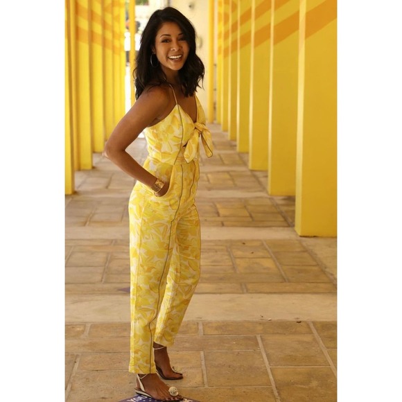 Yellow Floral Jumpsuit - Picture 3 of 16